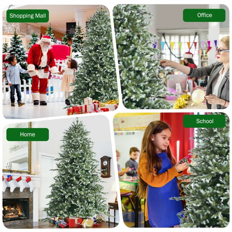 8 feet hinged artificial Christmas spruce tree with mixed PE and PVC tips, perfect for festive home decoration.
