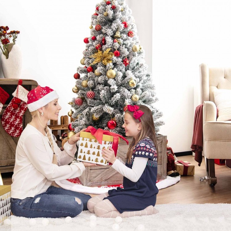 Wooden Christmas tree collar box in brown, featuring a rustic design, suitable for tree stands under 37 inches.