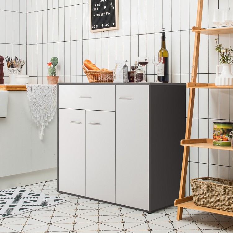 Modern buffet sideboard storage cabinet with spacious top, pull-out drawer, and adjustable shelf for kitchen.