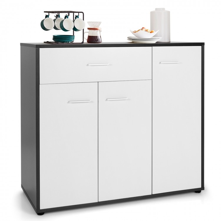 Modern buffet sideboard storage cabinet with spacious top, adjustable shelf, and pull-out drawer for kitchen essentials.
