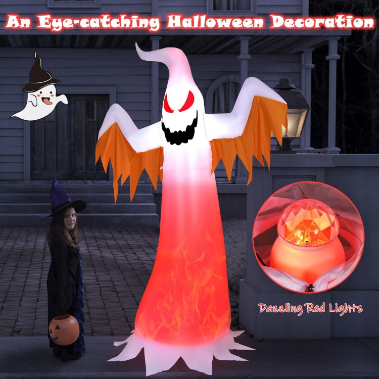 6-foot inflatable ghost decoration with glowing red lights, perfect for Halloween parties and outdoor displays.
