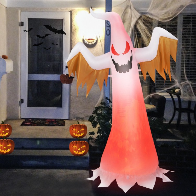 6-foot inflatable Halloween ghost with glowing red lights, perfect for outdoor décor and creating a spooky atmosphere.