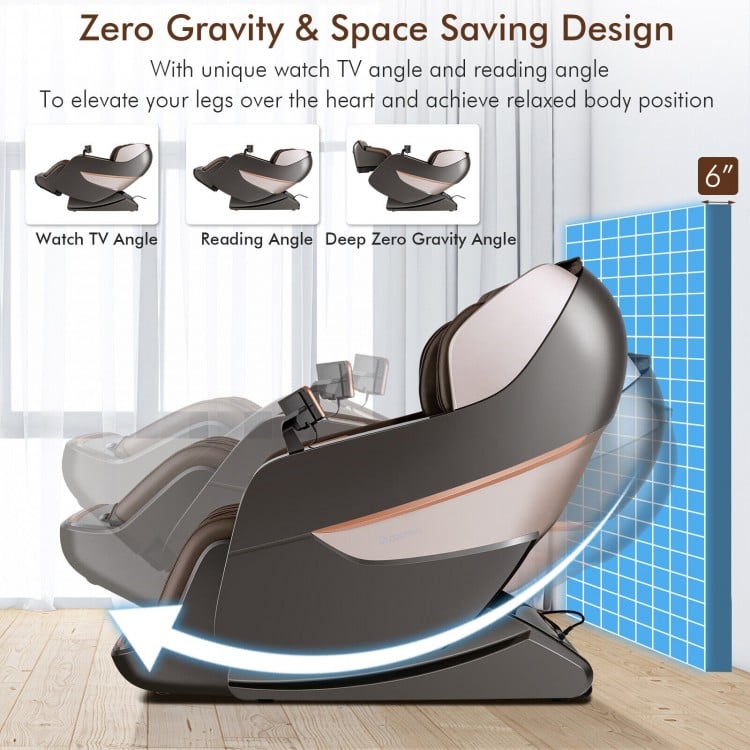 SL Track Full Body Zero Gravity Massage Chair Recliner Thai Stretch Heat Roller-BrownCostway Gallery View 2 of 10