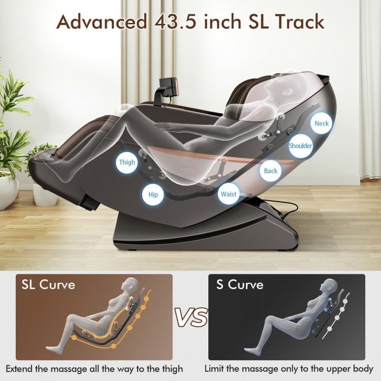 SL Track Full Body Zero Gravity Massage Chair Recliner Thai Stretch Heat Roller-BrownCostway Gallery View 5 of 10