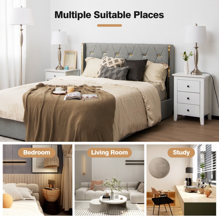 3-piece modern lamp set with silver nickel finish, including 2 table lamps and 1 floor lamp, ideal for bedroom or study.