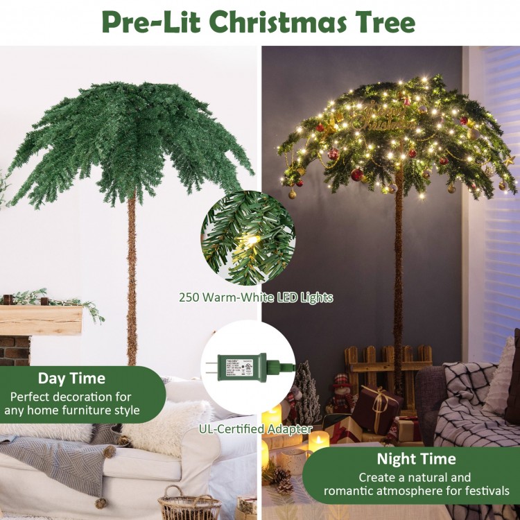6 feet pre-lit Christmas palm tree with 250 warm-white LED lights, perfect for creating a tropical holiday atmosphere.