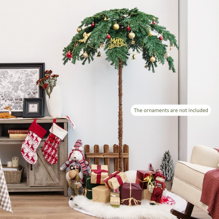 6 feet pre-lit artificial Christmas palm tree with 250 warm-white LED lights, perfect for creating a tropical holiday.