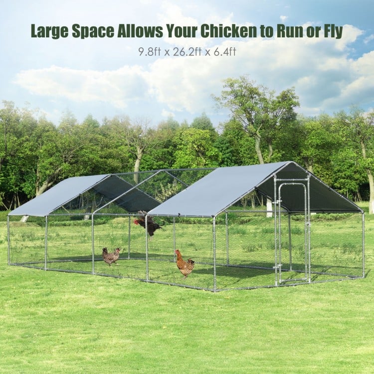 Large Walk In Chicken Coop with Roof Cover BackyardCostway Gallery View 8 of 10