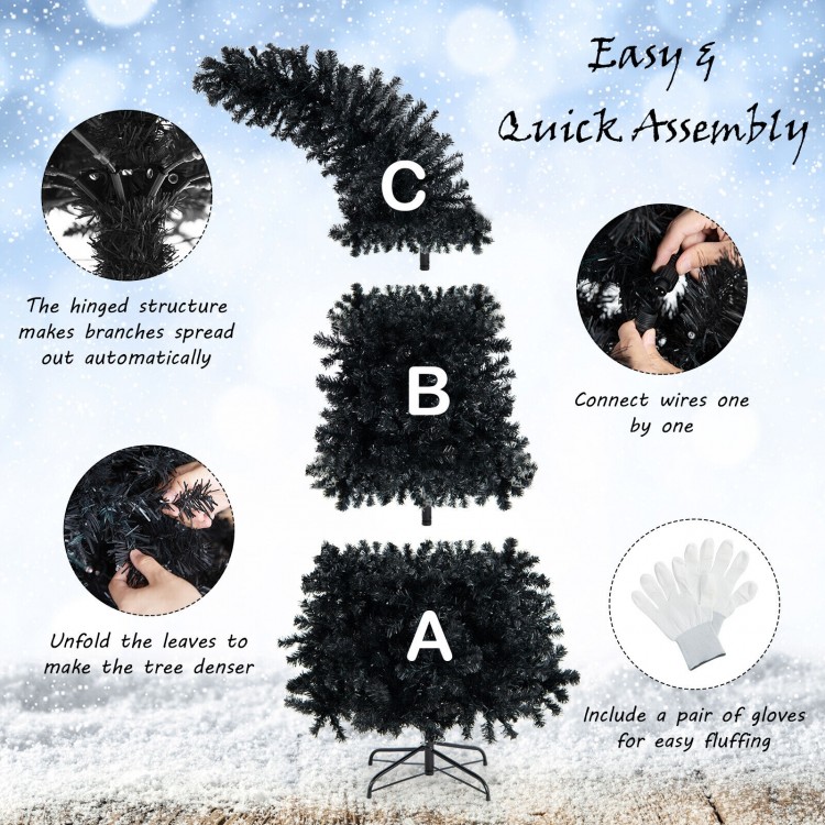 7-foot pre-lit Halloween tree with 400 lights, featuring a unique shape and easy assembly for festive decor.