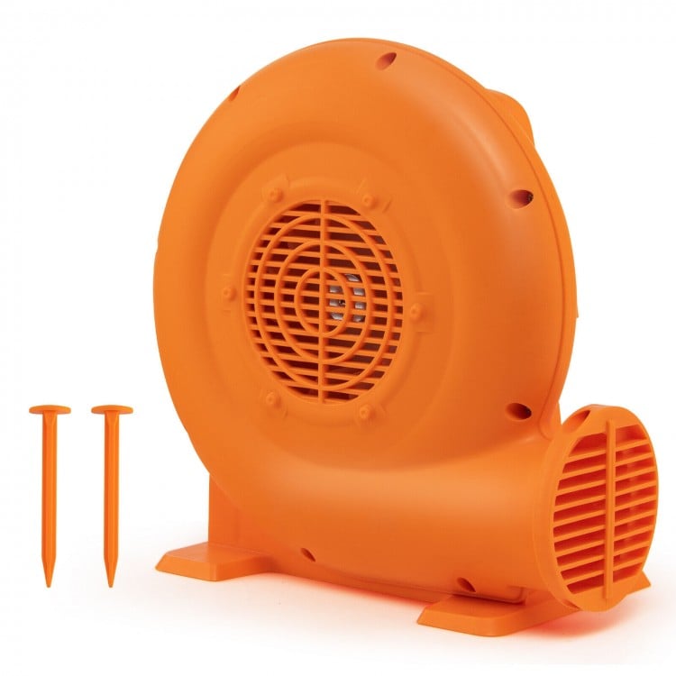 380W air blower for inflatables in vibrant orange with a 25ft wire and GFCI plug, ideal for outdoor use.