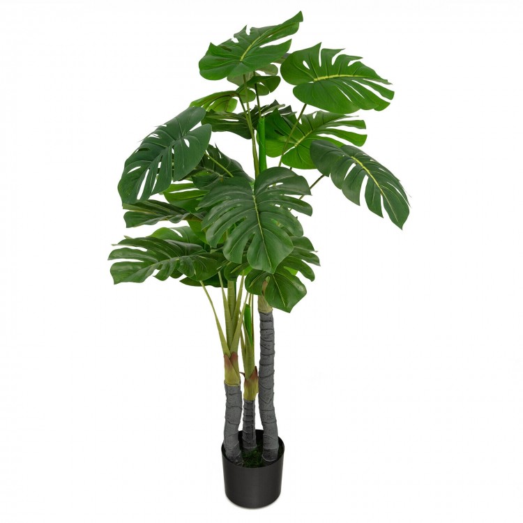 4 Feet Artificial Tree Artificial Monstera Palm Tree Fake Plant - Gallery View 1 of 9