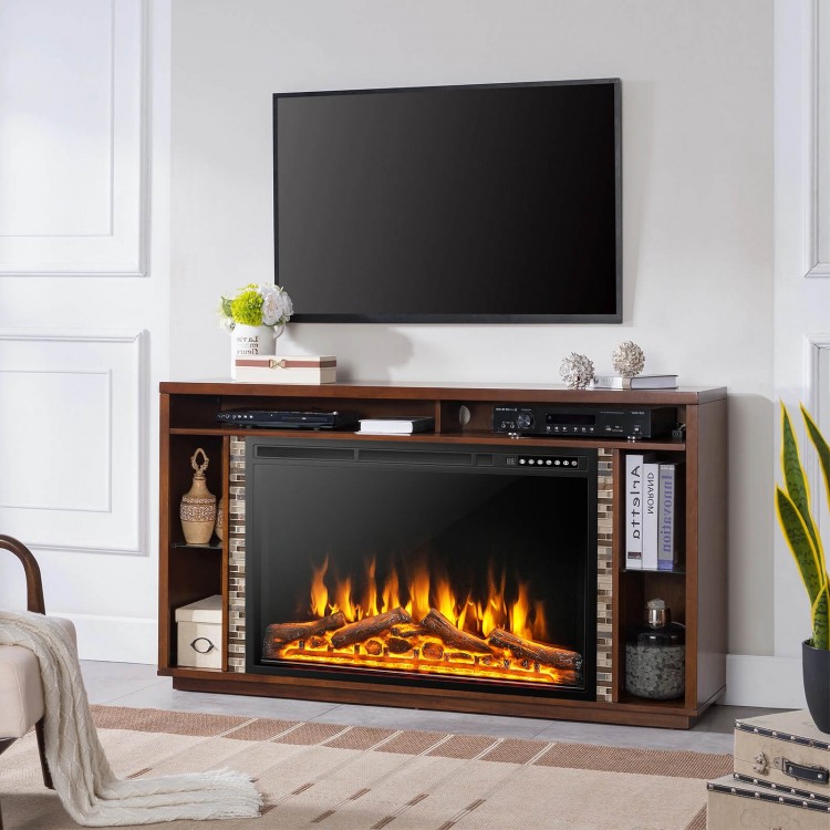 Electric fireplace with adjustable flames, 34/37 inches, featuring 4 flame colors and remote control for cozy living.