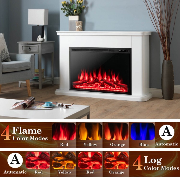 Electric fireplace with adjustable flames and 4 color modes, perfect for creating a cozy atmosphere in any room.