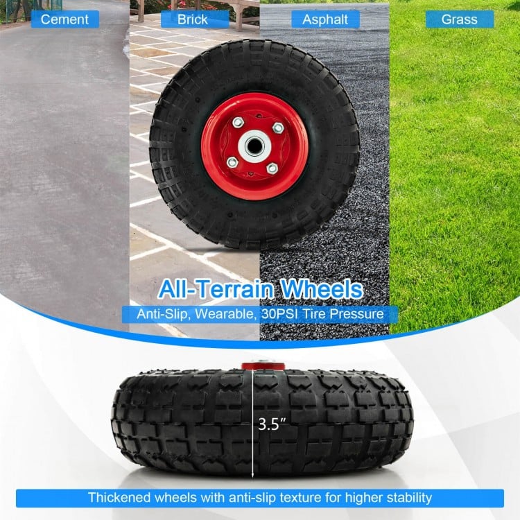 All-terrain rubber wheel for firewood log cart, 3.5” thickened, anti-slip design for stable movement on various.