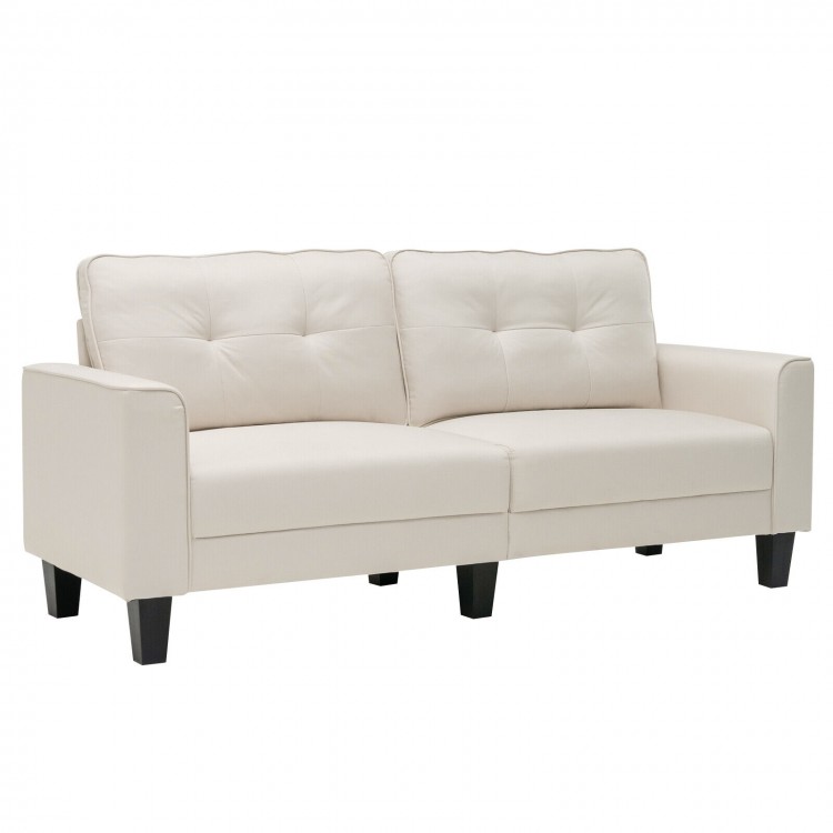 79.5 Inch Fabric Loveseat Sofa with 2 Removable Back Cushions-BeigeCostway Gallery View 1 of 8