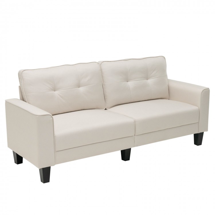 79.5 Inch Fabric Loveseat Sofa with 2 Removable Back Cushions-BeigeCostway Gallery View 6 of 8