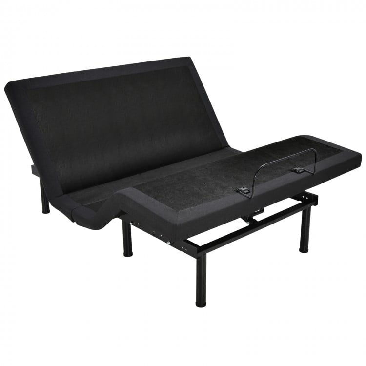 Adjustable electric bed frame with head massage, sturdy steel construction, and wireless remote control for comfort.