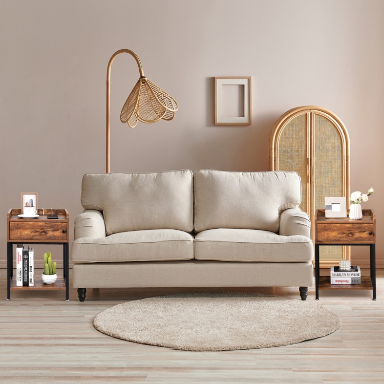 Lift top end table with charging station, featuring durable wood, 2 USB ports, and open shelves for versatile storage.
