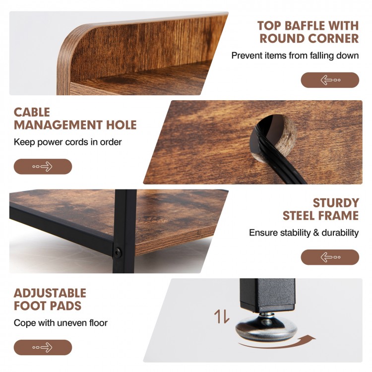 Lift top end table with charging station, featuring a sturdy steel frame, cable management hole, and adjustable foot.