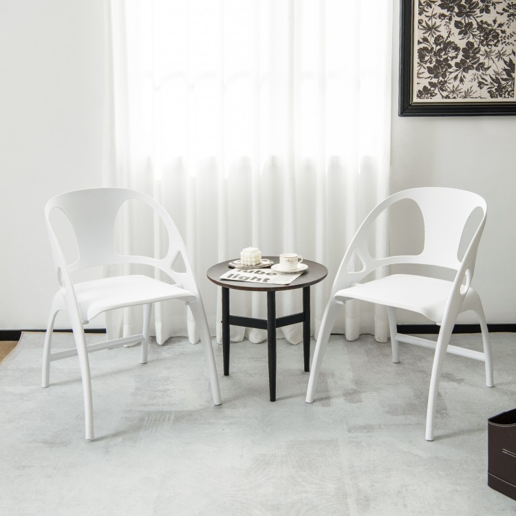White folding dining chairs set of 2 with armrests and high backrest, designed for comfort and easy storage.