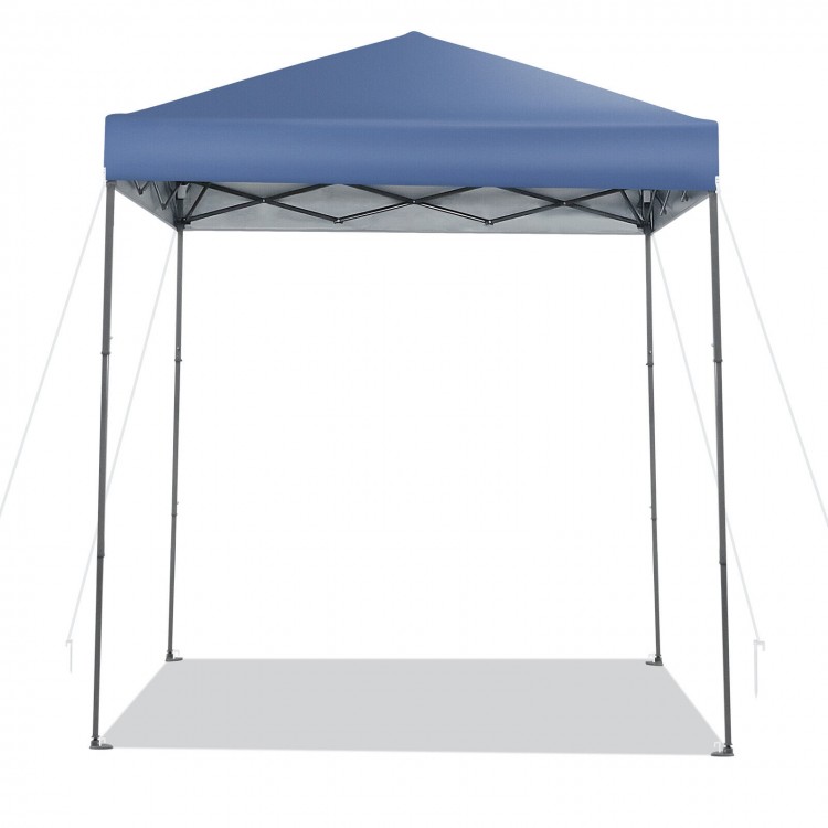 Blue 6.6 x 6.6 feet outdoor pop-up canopy tent with UPF 50+ sun protection, ideal for parties and picnics.