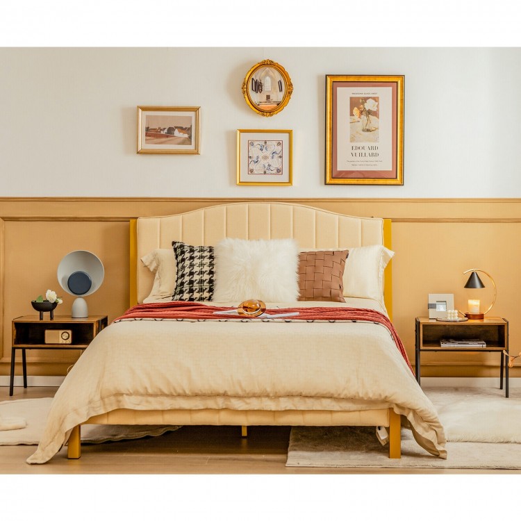 Stackable nightstand shelf with metal frame, spacious storage, retro style, perfect for bedside or accent table use.