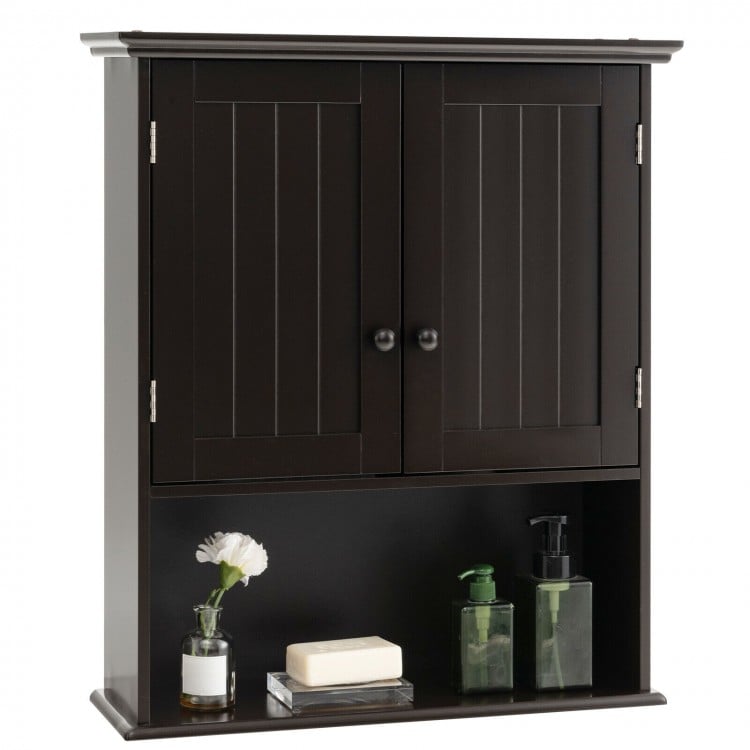 2-Door Wall Mount Bathroom Storage Cabinet with Shelf - Gallery View 1 of 10