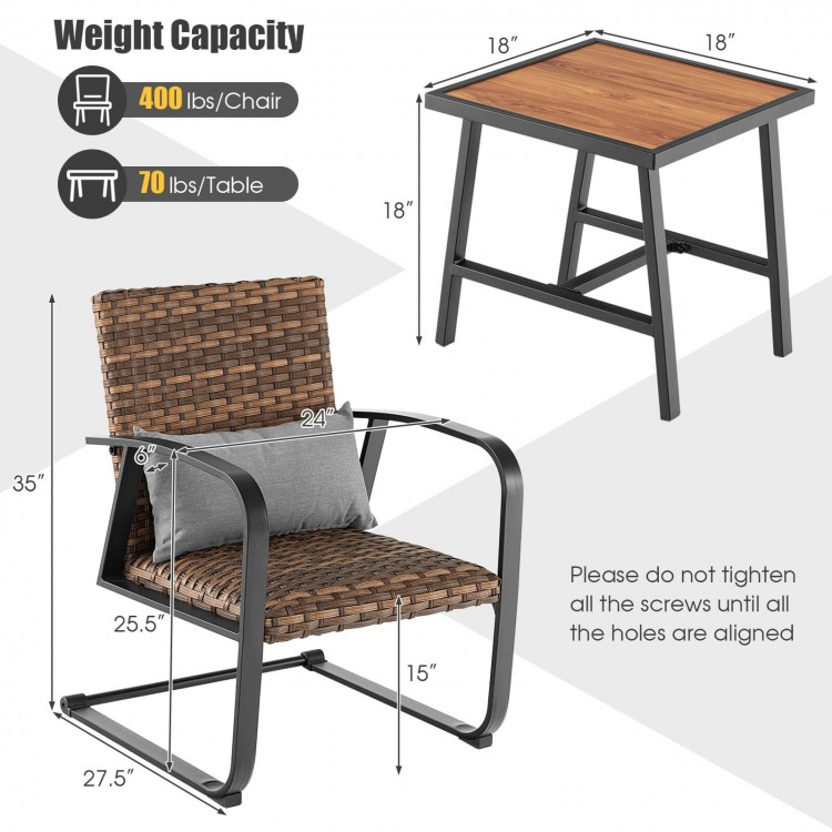 Patio rattan chair with lumbar pillow, featuring a sturdy metal frame and hand-woven PE rattan for outdoor comfort.