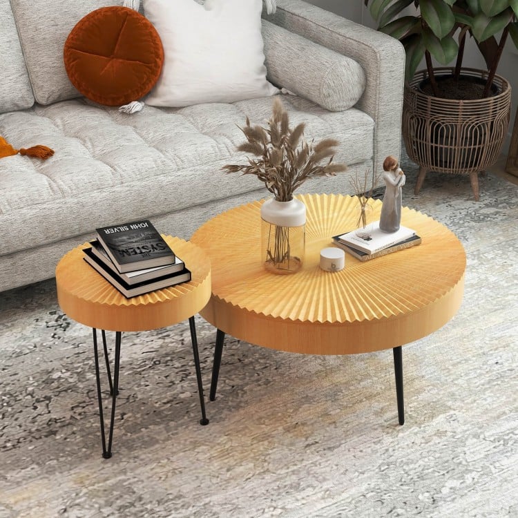 2-Tier Glass-Top Oval Coffee Table with Wooden Shelf for Living