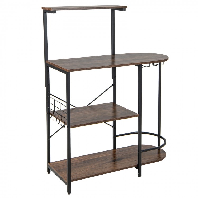 4-Tier Kitchen Bakers Rack with 6 S-Hooks and Stemware Racks - Gallery View 1 of 10