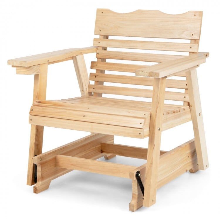 Wood Rocking Chair with High Back and Widened Armrests for Outdoor - Gallery View 1 of 8