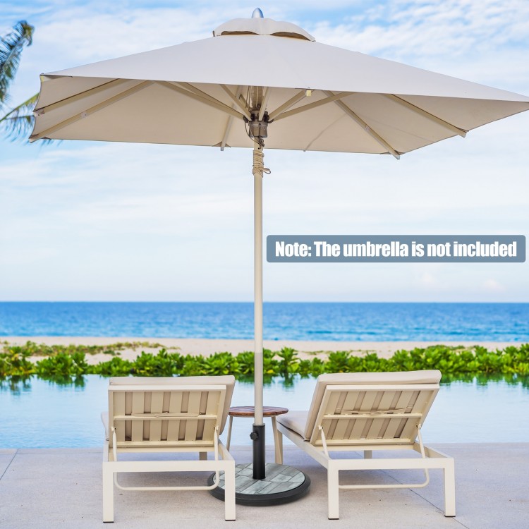 35lbs umbrella base with built-in cement, featuring a powder-coated metal pole, ideal for patio and garden use.