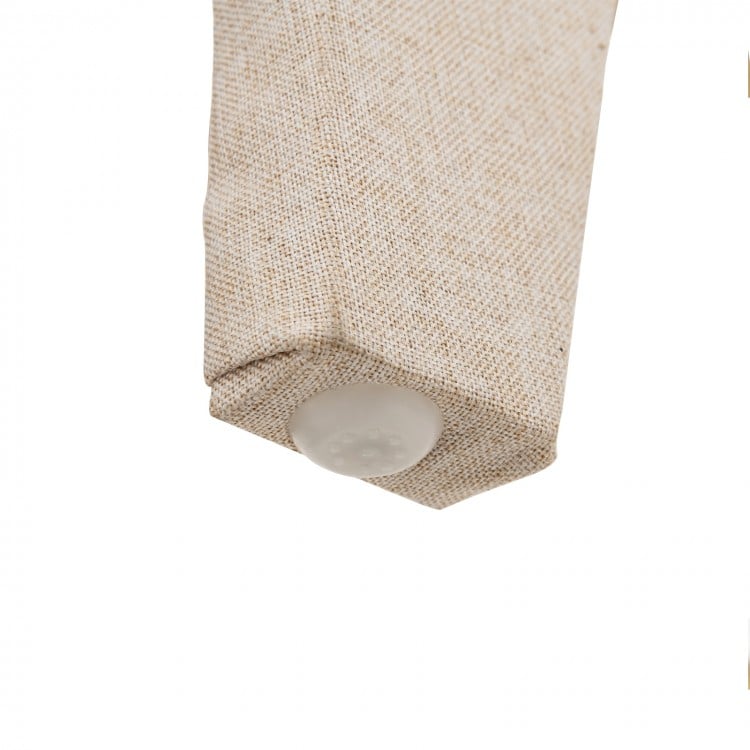 Close-up of the upholstered bed frame leg with anti-friction EVA pad for stability and noise reduction.
