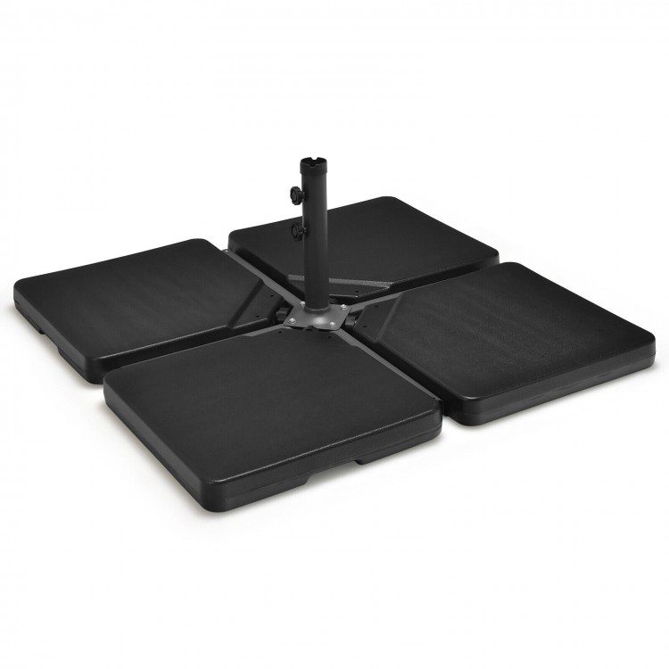 Four-piece 13L cantilever offset patio umbrella base made of durable HDPE, featuring easy-fill spouts for sand.
