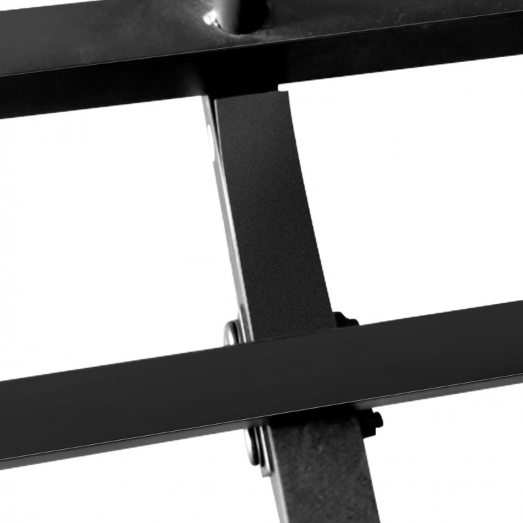 Close-up of the industrial bed frame's sturdy metal slats, featuring a noise-free design for quiet sleep and optimal.