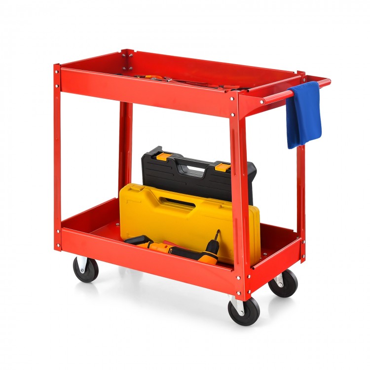 2-Tier Utility Cart with Handle and Heavy-Duty Metal Frame - Gallery View 1 of 9