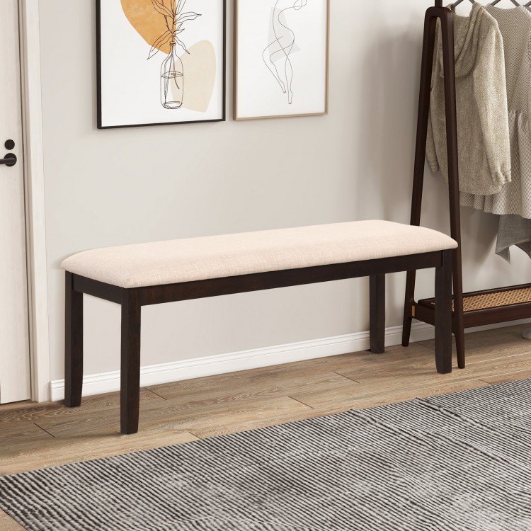 Upholstered ottoman bench in beige with padded cushion, perfect for entryways or living rooms, supporting up to 660 lbs.