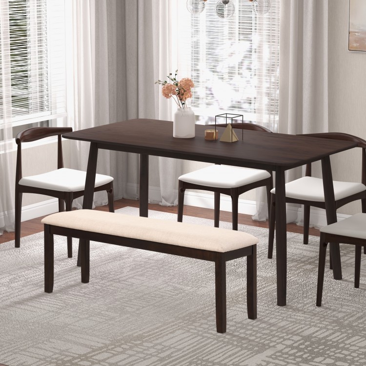 Upholstered ottoman bench with padded cushion in beige, perfect for entryways or living rooms, supporting up to 660 lbs.