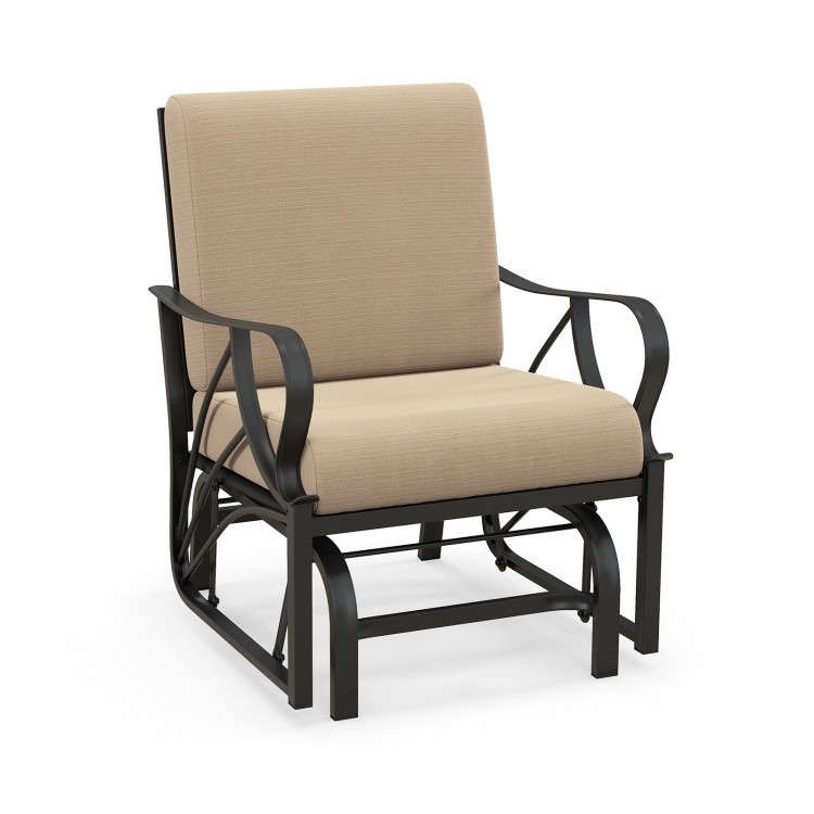 Patio Glider Rocking Chair with Thick Cushion and Curved Armrest - Gallery View 1 of 9