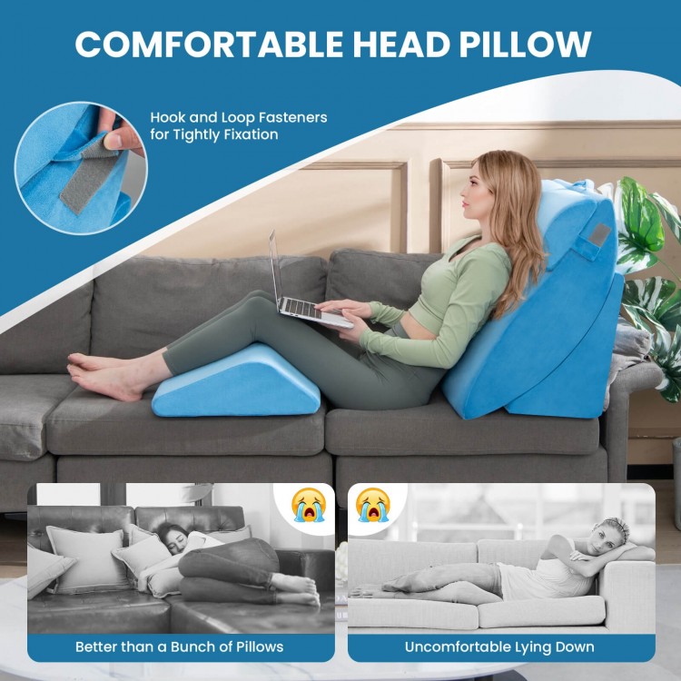 Comfortable head pillow from the orthopedic wedge pillow set, featuring hook and loop fasteners for secure fixation.
