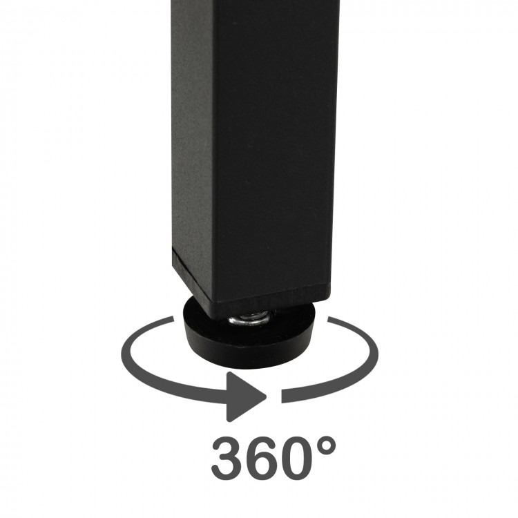 Close-up of the bed frame's non-slip foot pad, featuring a 360° rotation design for stability and floor protection.