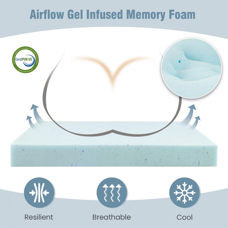Gray gel memory foam seat cushion with breathable design, ergonomic support, and non-slip bottom for comfort and.