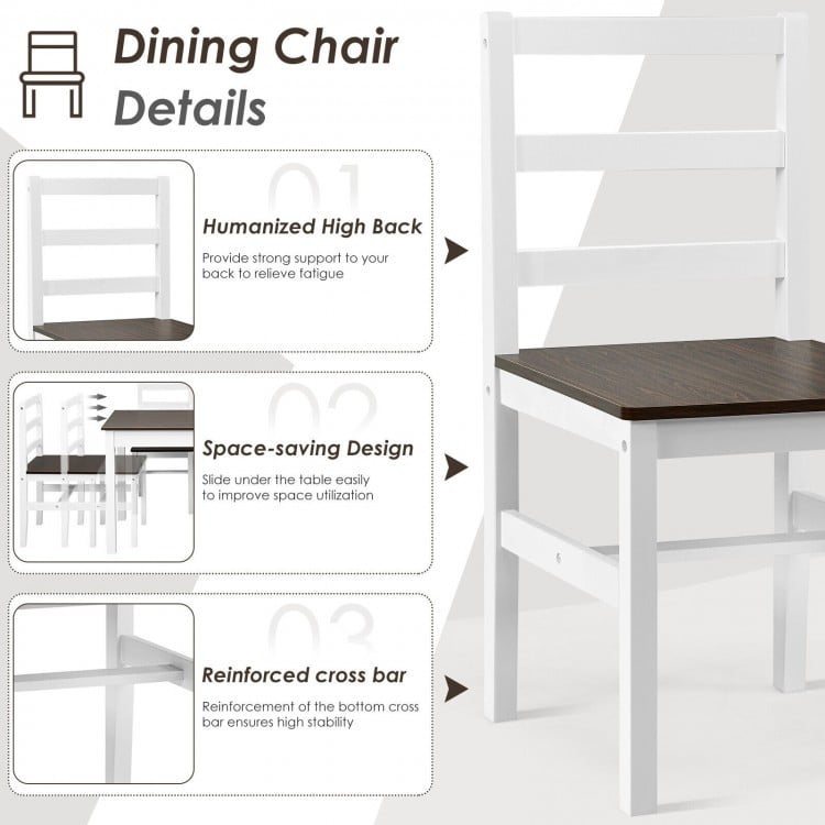 High back dining chair with cushion, made of pine wood, designed for comfort and space-saving in kitchen settings.