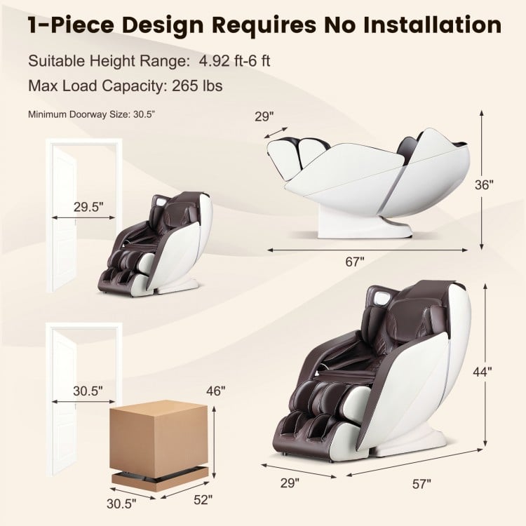 Provox 27-Comfort 2D Full Body Massage Chair in brown, featuring SL track, 12 auto modes, and zero gravity design.