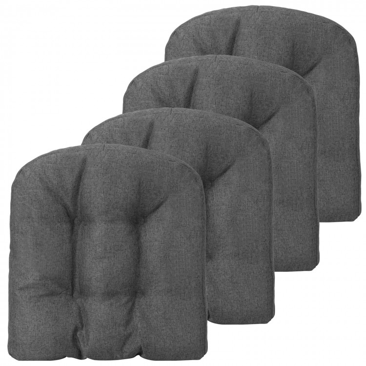 U-shaped gray chair pads, 17.5 x 17 inches, soft polyester cover, ideal for dining, kitchen, or office use.