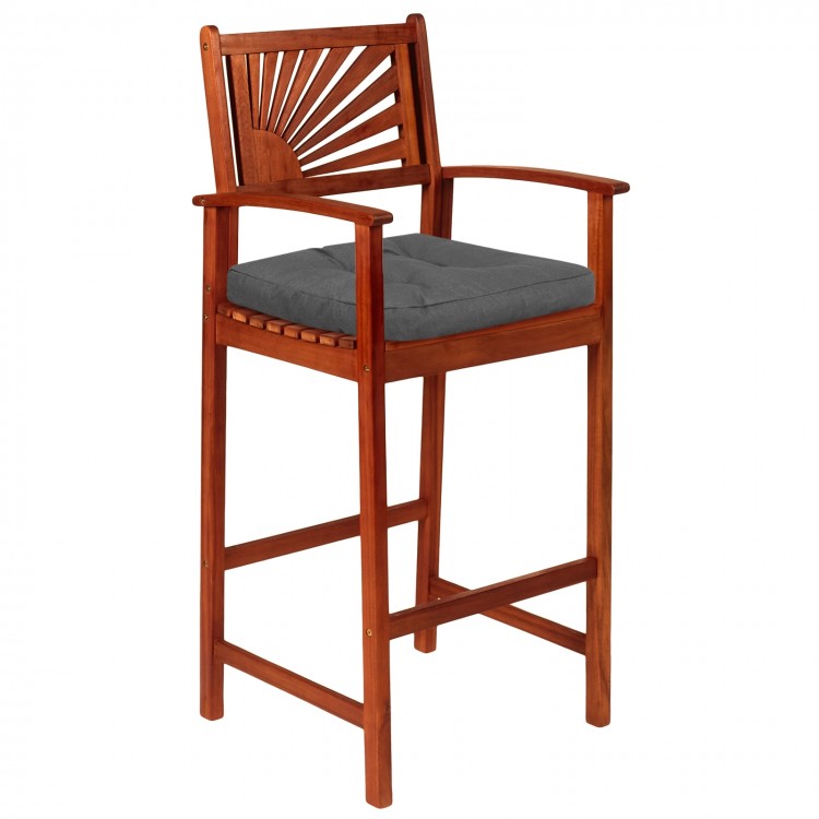 U-shaped gray chair pad with a textured linen cover, providing comfort and support for dining or office chairs.