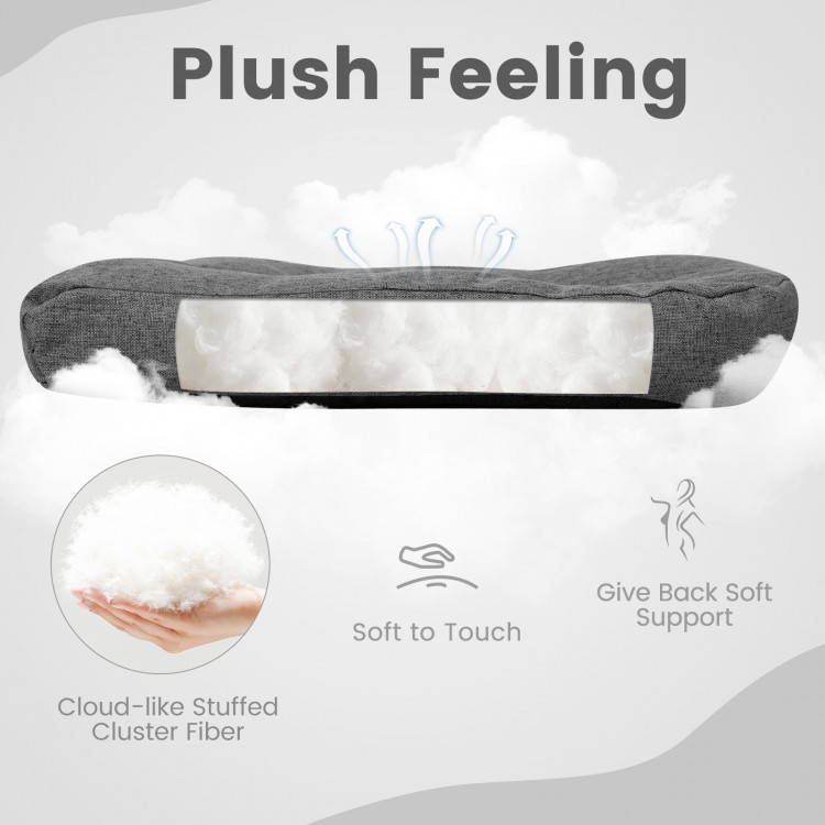 U-shaped gray chair pad with soft polyester cover, providing comfort and support for dining or office use.