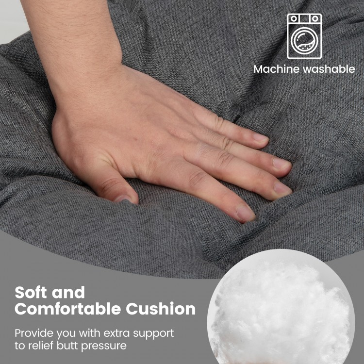 Soft gray U-shaped chair pad with breathable linen cover, providing extra support and comfort for dining or office use.