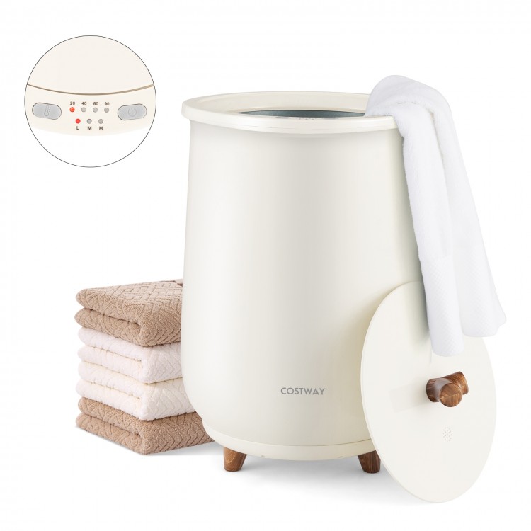 Large 23L luxury towel warmer in gray with removable lid, fragrant disc holder, and stable non-slip legs for.
