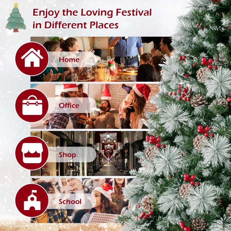 6 feet pre-lit artificial Christmas tree with 350 LED lights, showcasing the sturdy metal base and non-slip pads for.